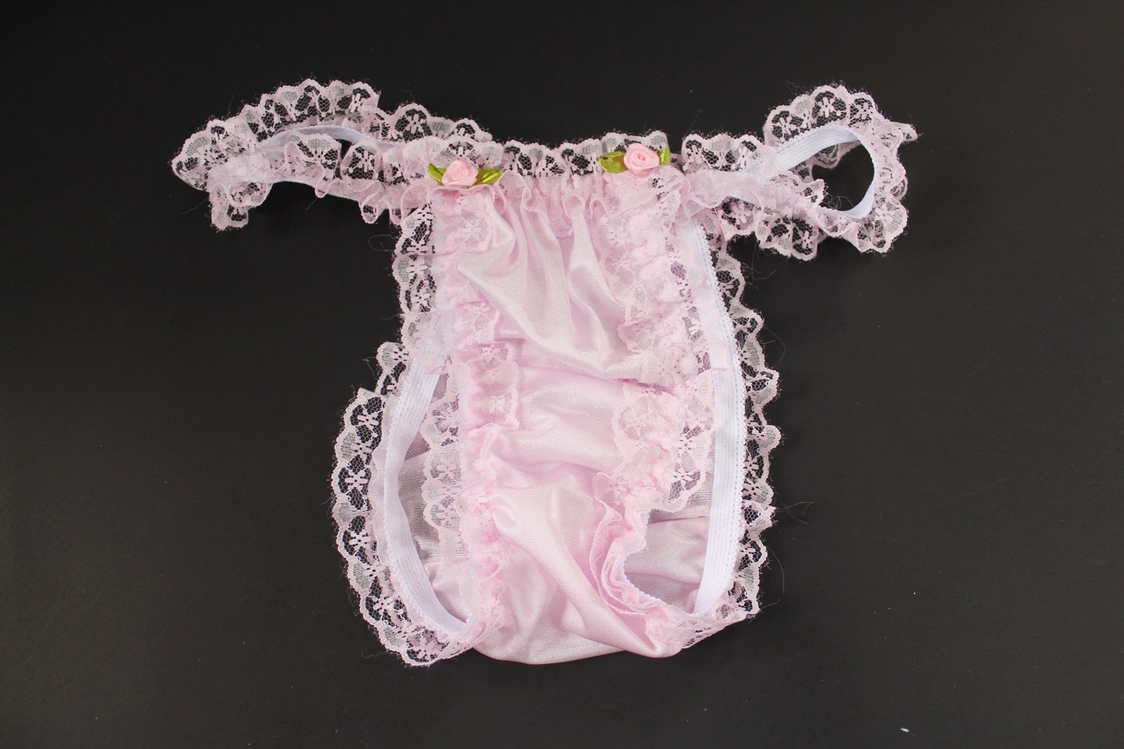 #A368 Vintage Style 2XL/ElasticW.24-44″ Pin Nylon Thong Bikini Panties Underwear