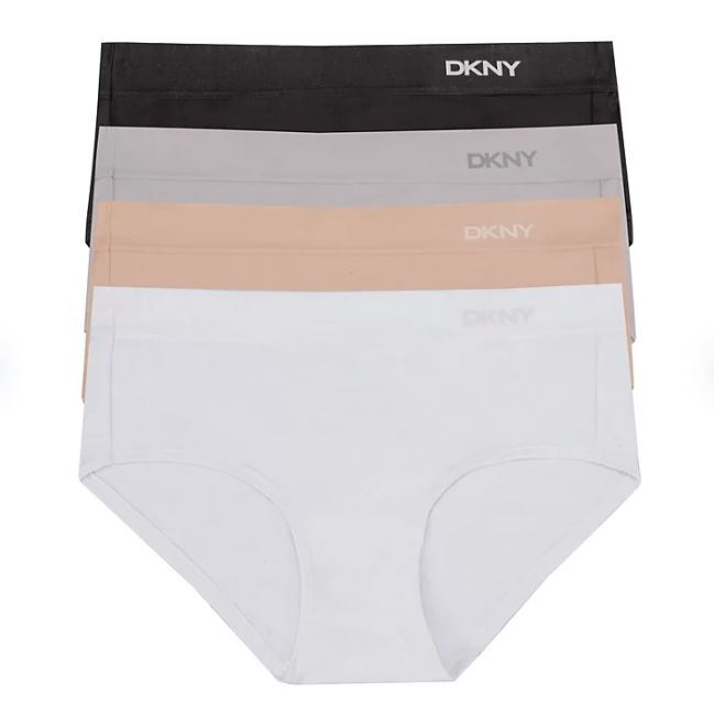 New Women’s 4 Pk DKNY Soft Stretch Microfiber Hipster Underwear Assorted S