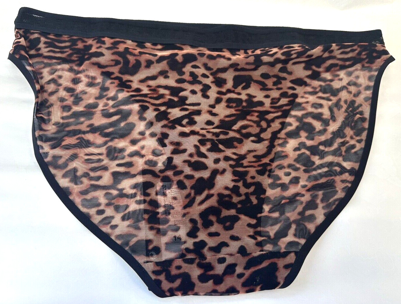 NEW! M&S Autograph black/brown animal sheer high leg branded elastic knickers