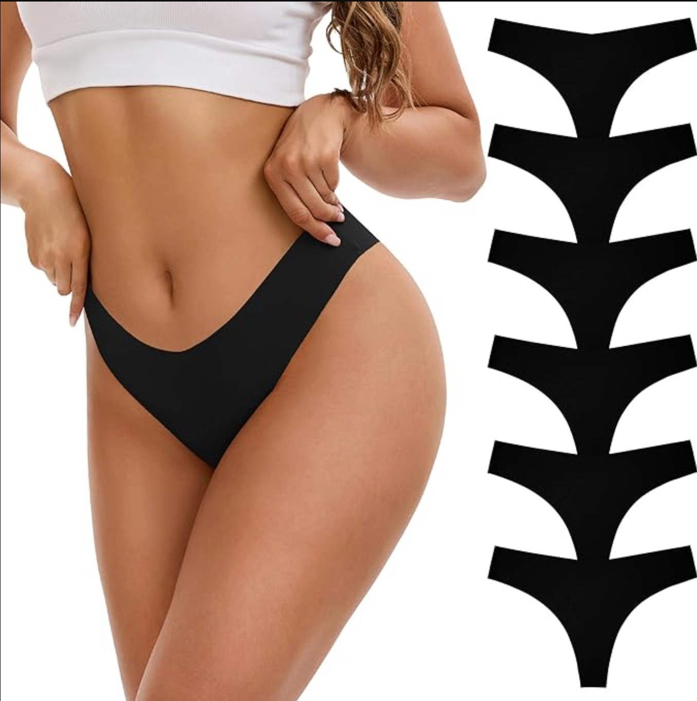 Seamless Thongs for Women 6-Pack No Show Breathable Soft Panties