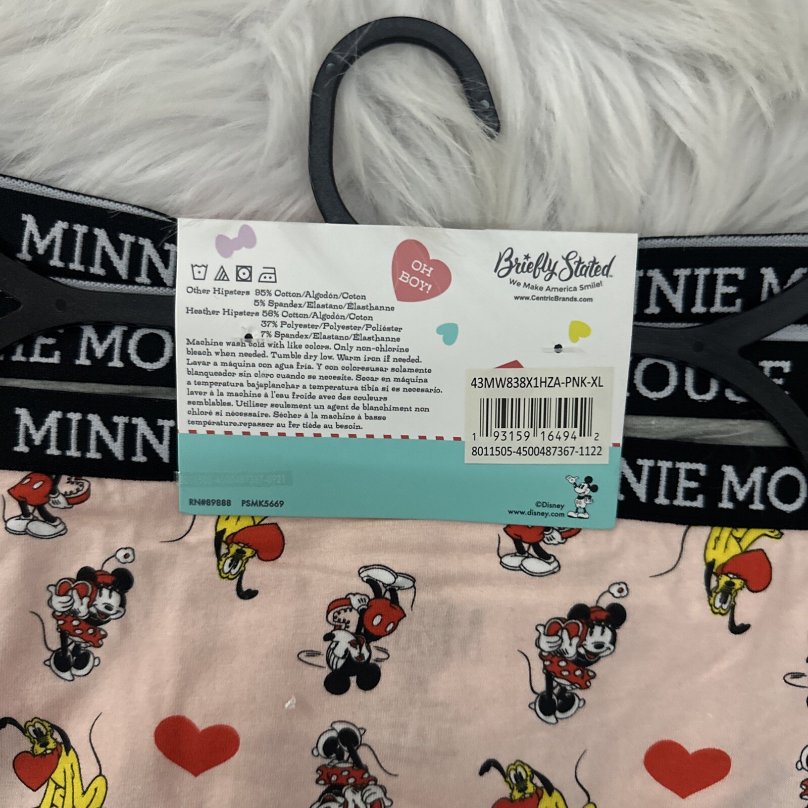 Disney Mickey Minnie three pack hipster underwear X-Large NWT valentine pink