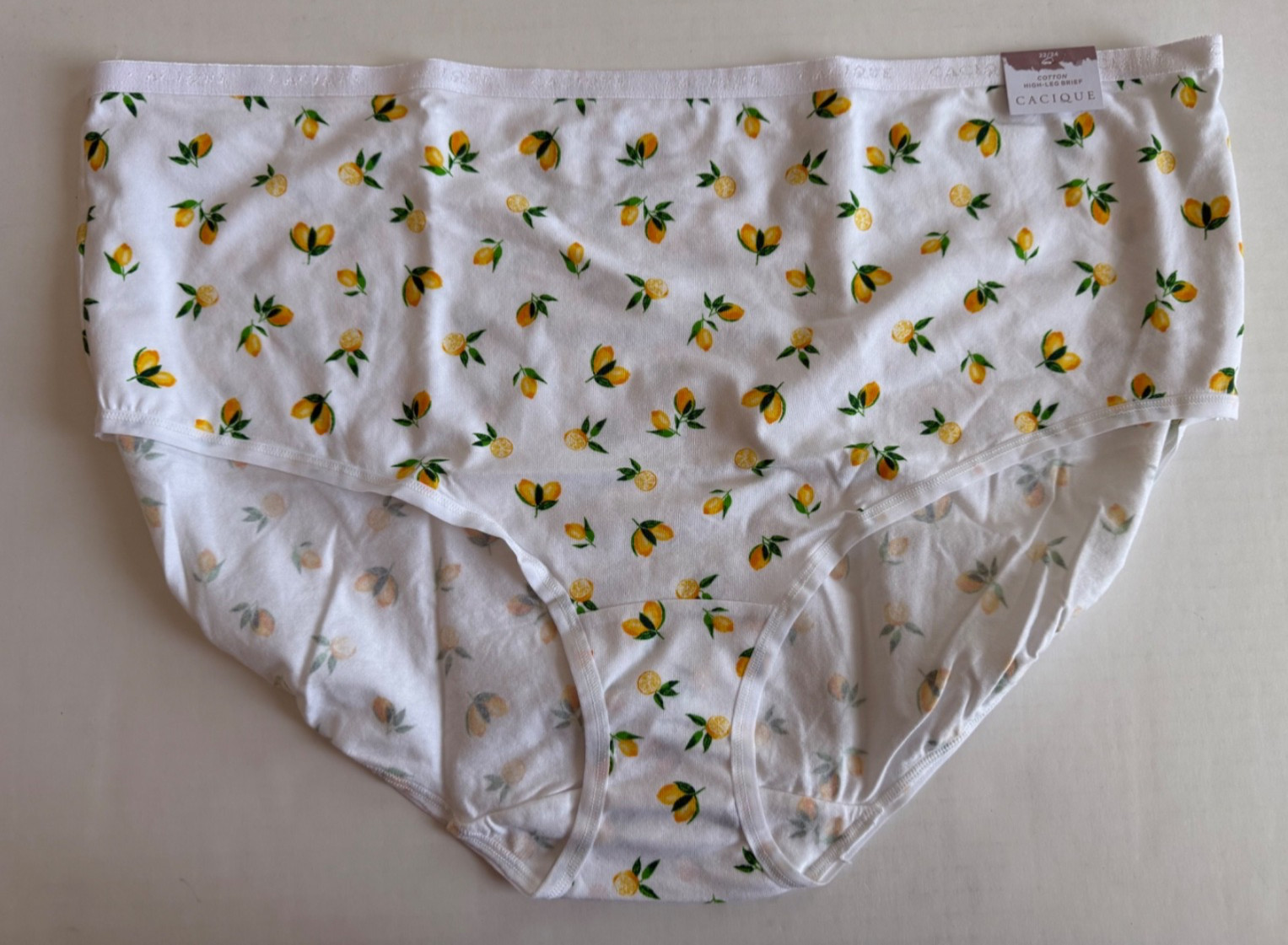 Lane Bryant Cacique 22/24 Lemon White Cotton High Leg Brief Underwear Panties