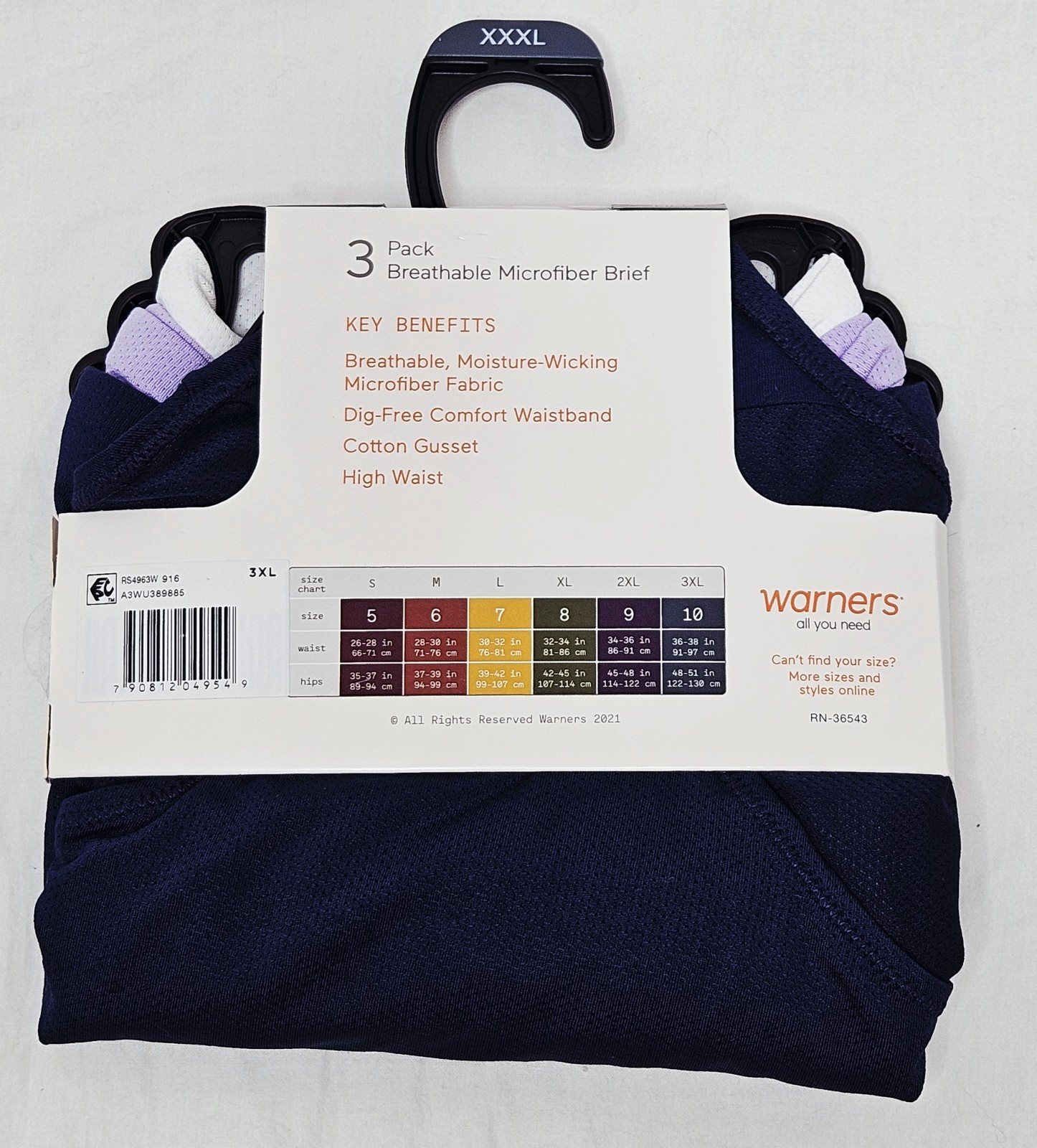 Warners Blissful Benefits Breathable Microfiber Brief 3 Pk Choose XL 2XL or 3XL