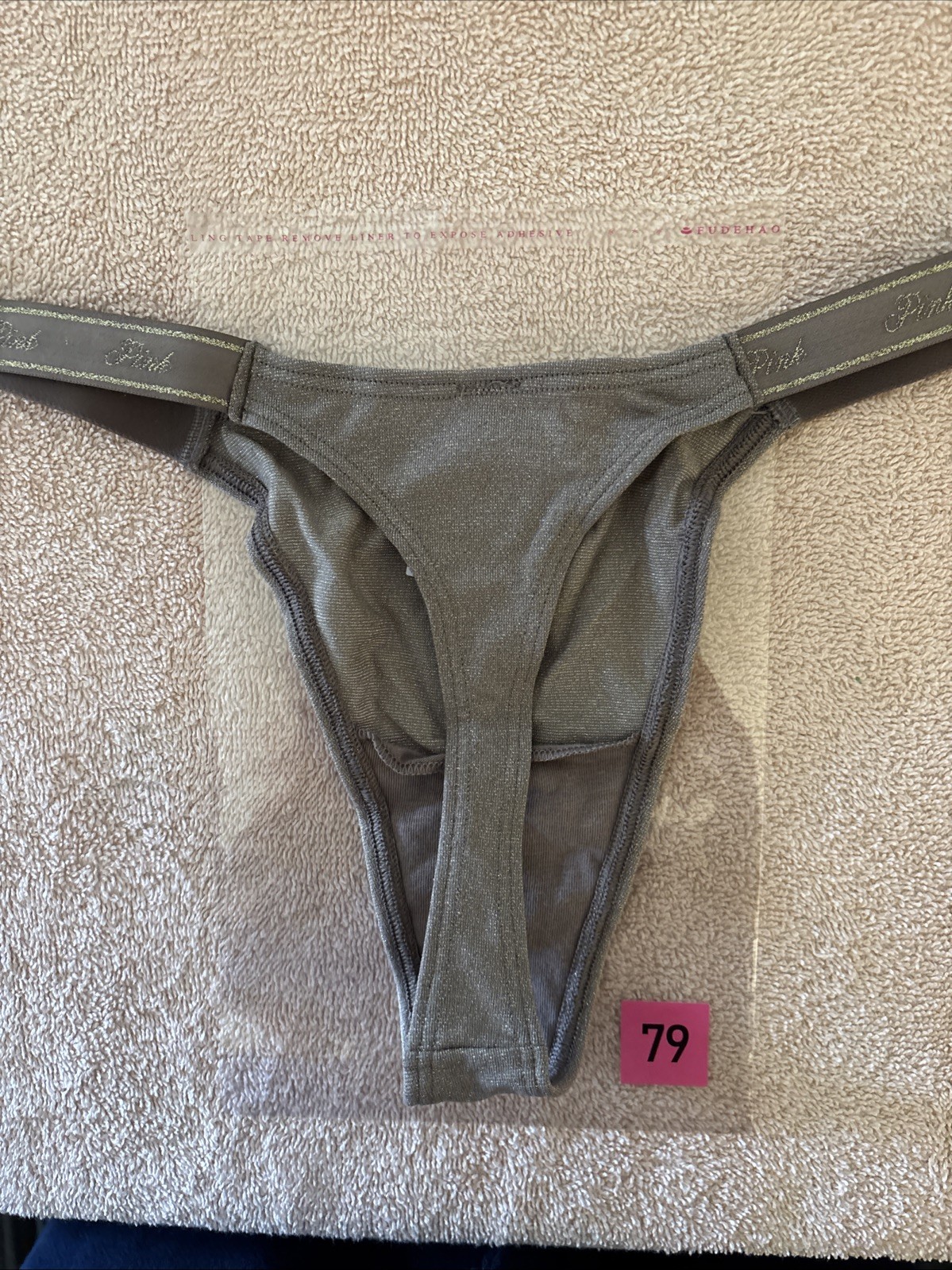 Pink By Victoria’s Secret, Large Coco Sparkle Logo Thong Panties