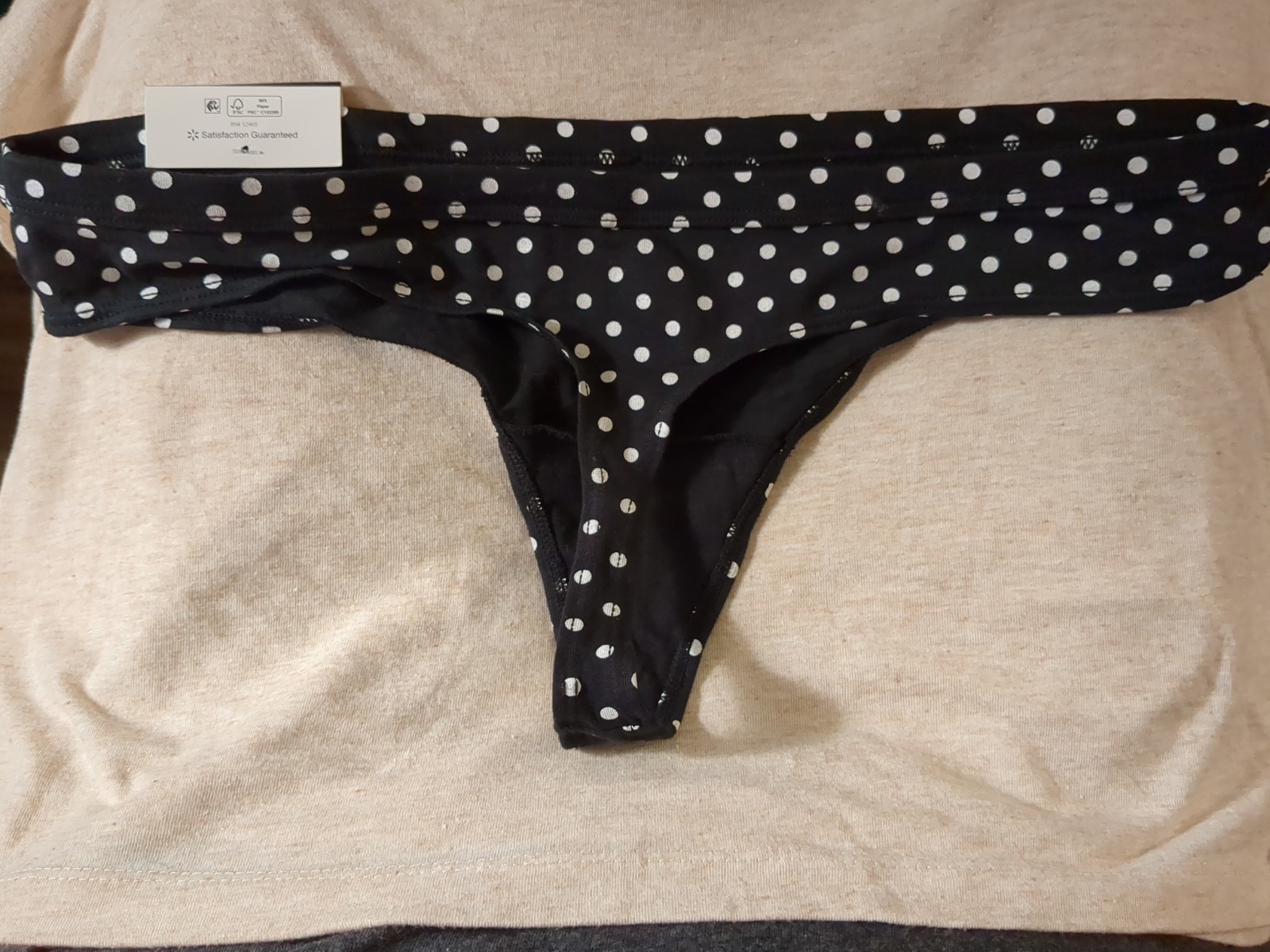 NWT Women’s Size Medium Thong Panties Polka Dot No Boundaries Cotton Spandex