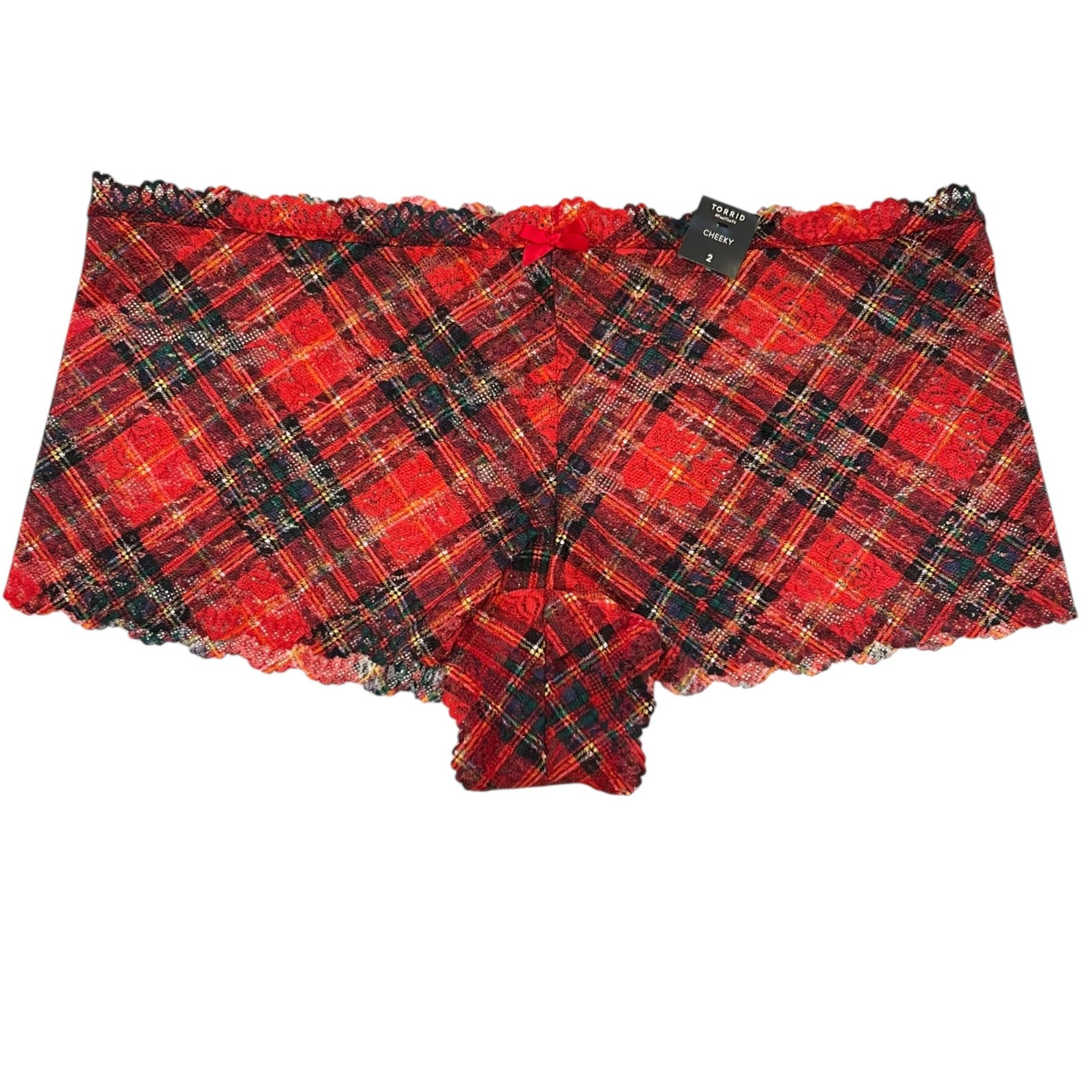 NWT TORRID Cheeky Pantie Underwear Sz 00X-0X-1X-2X-3X-4X Red Green Lace Plaid