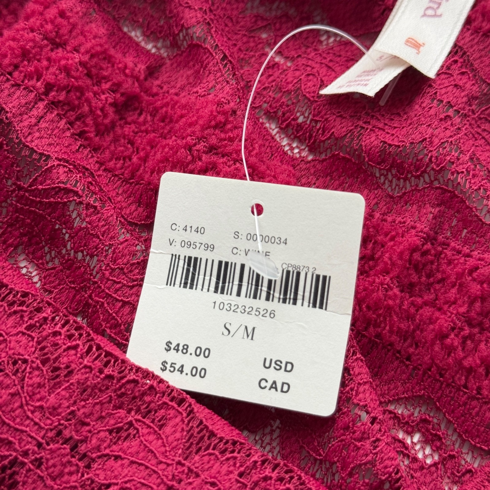 Anthropologie LyreBird Ruffled Lace Boyshort Panty Cabernet Size S/M L/XL