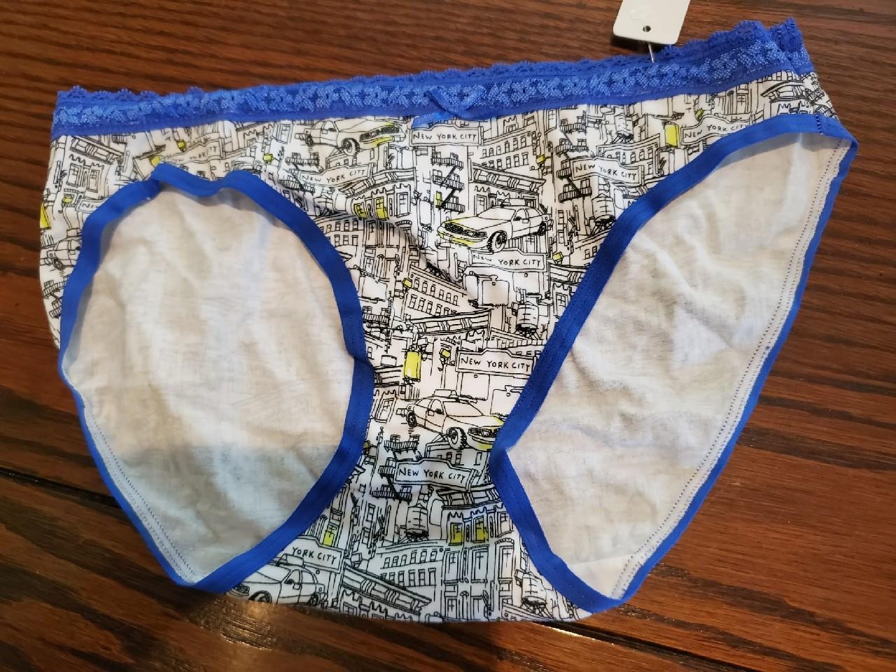 NWT RARE DKNY COTTON BIKINI PANTIES STRETCH LACE WAISTBAND NEW YORK 543074 4FB M