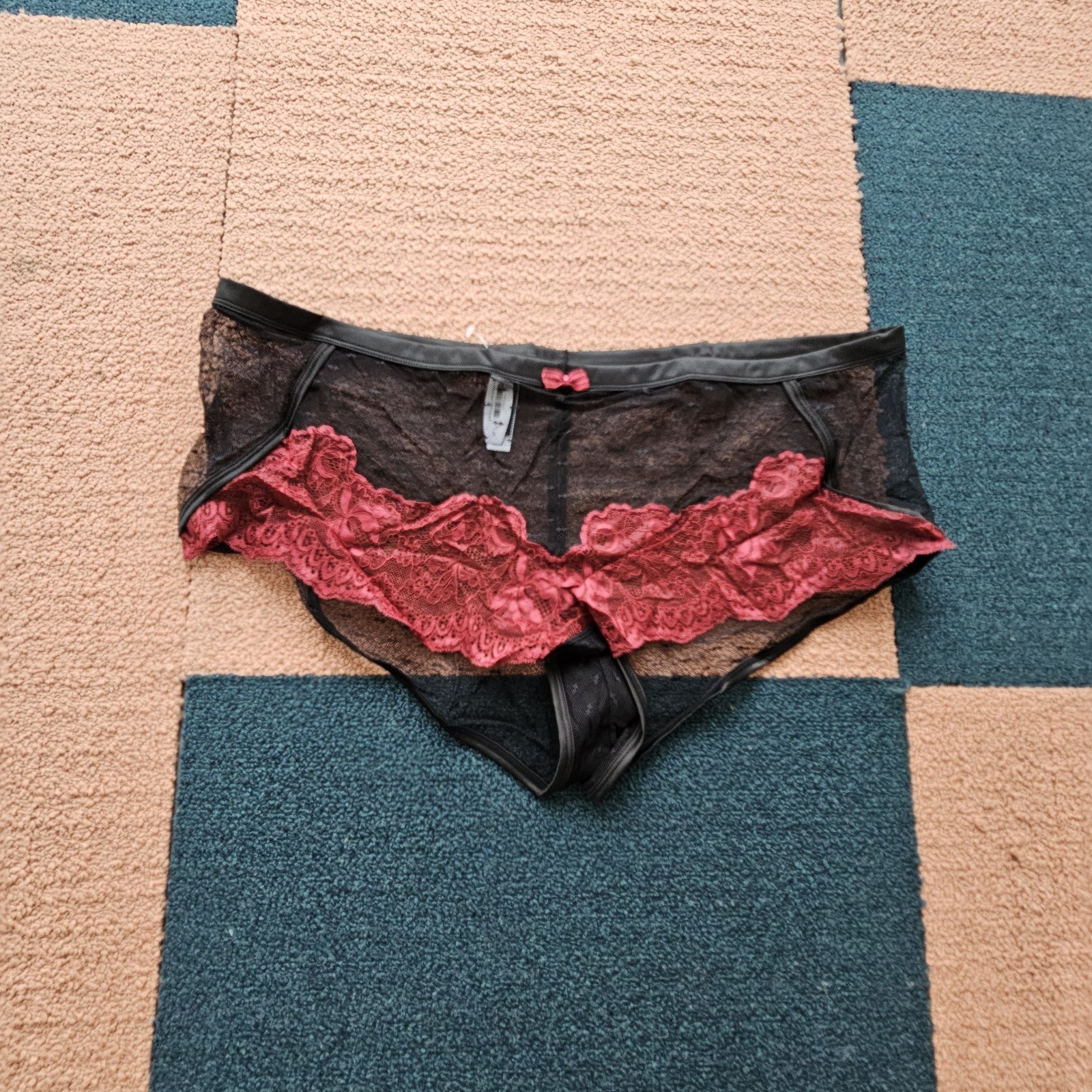 Adore Me Black Red 3X Mesh Lace Panties NWT Womens Plus Sheer Z3a