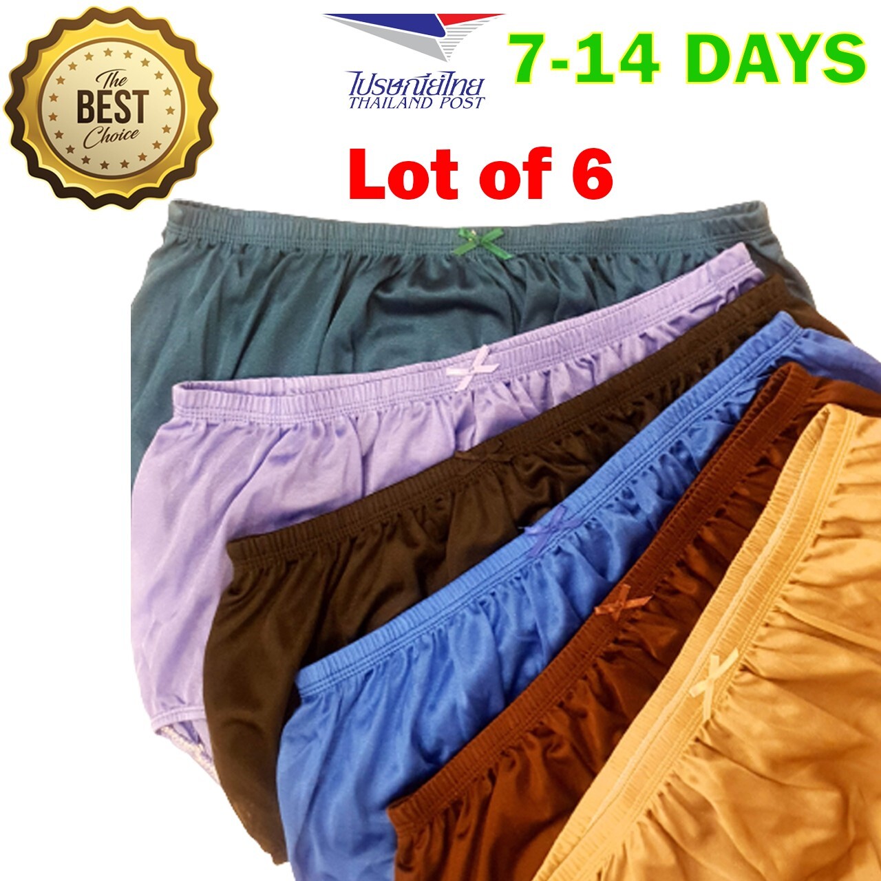 6x Briefs Panties Nylon Silky Glossy Size 3XL Hips 44-54 Inch Gusset Granny Mush