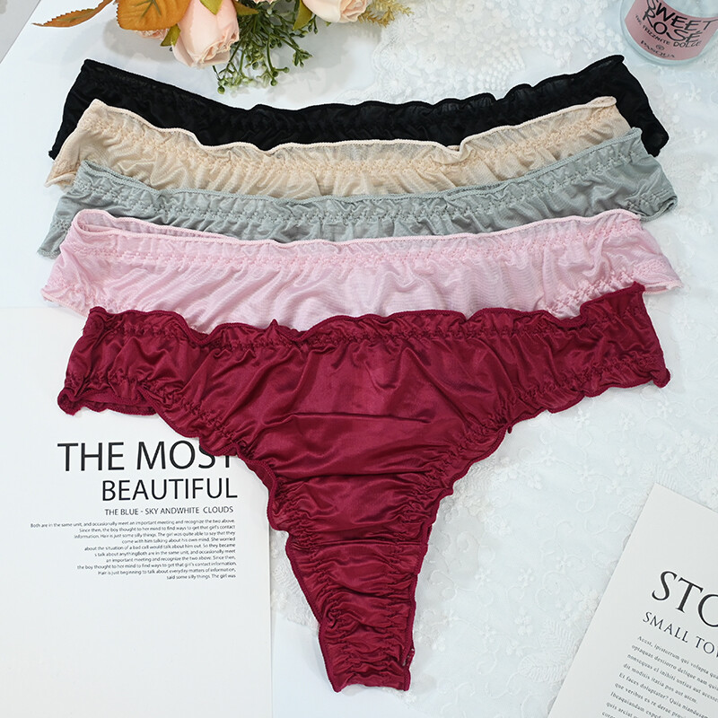 5 Pcs Lot Sexy Ladies Womens Satin Panties Underwear Bikini Thong Brief Lingerie
