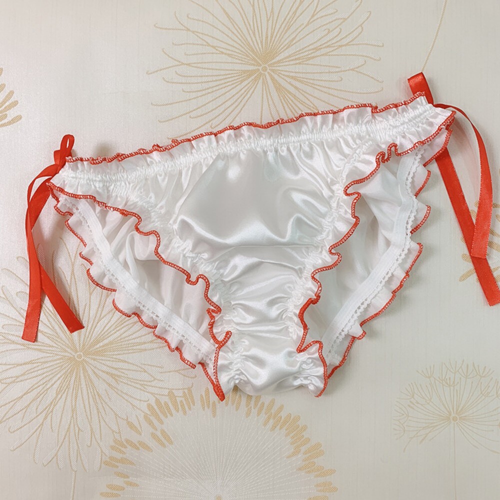 Women Silk Satin G-String Panties Lingerie Soft Ruffle Briefs Knickers Underwear