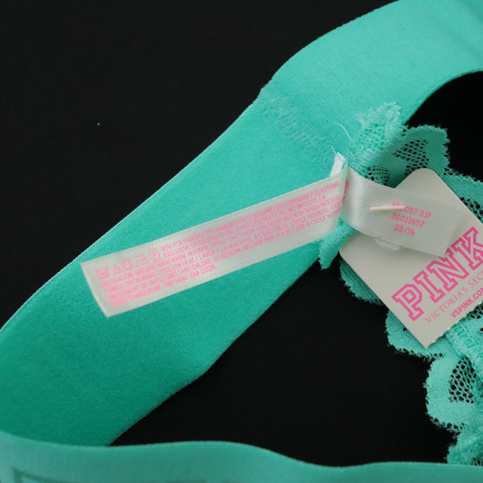 NEW Victoria’s Secret VTG 2016 PINK Lace Thick Logo Thong Panty XS X-SMALL
