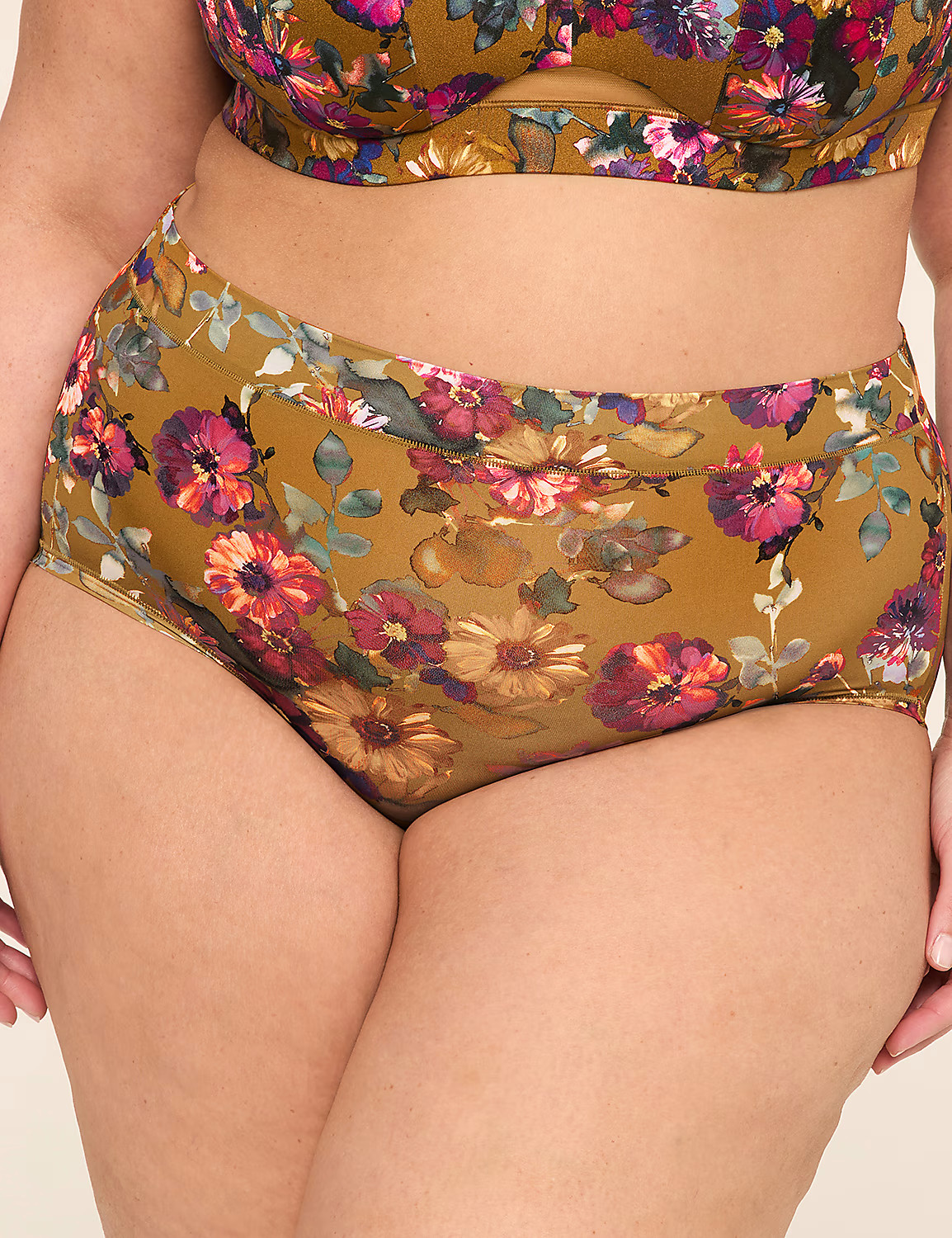 Lane Bryant Cacique Plus 18/20 Comfort Bliss Panty Full Brief Floral Brown*