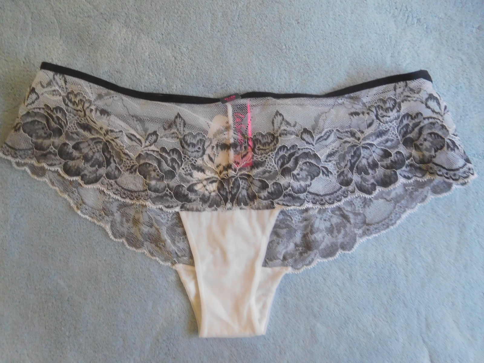 NWT! LaSenza White Black Floral Lace Bikini Panties XL