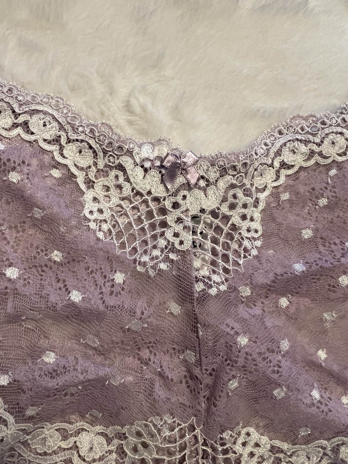 NWOT FELINA Intimates Ladies’ Lavender/White Lace; sz L; Beautiful and Sexy!