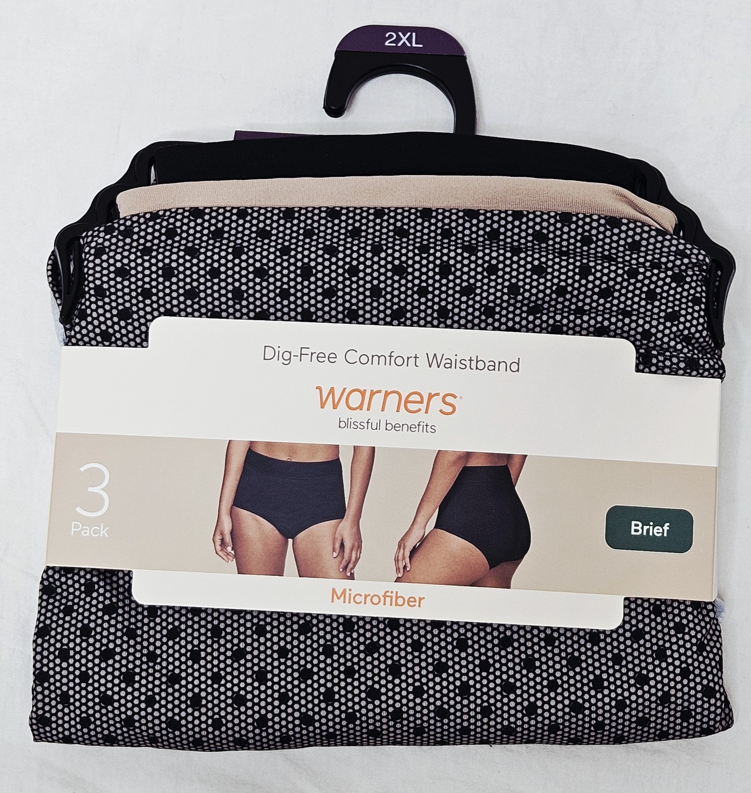 Warners Blissful Benefits Microfiber Brief 3 Pack Choose Large XL or 2XL