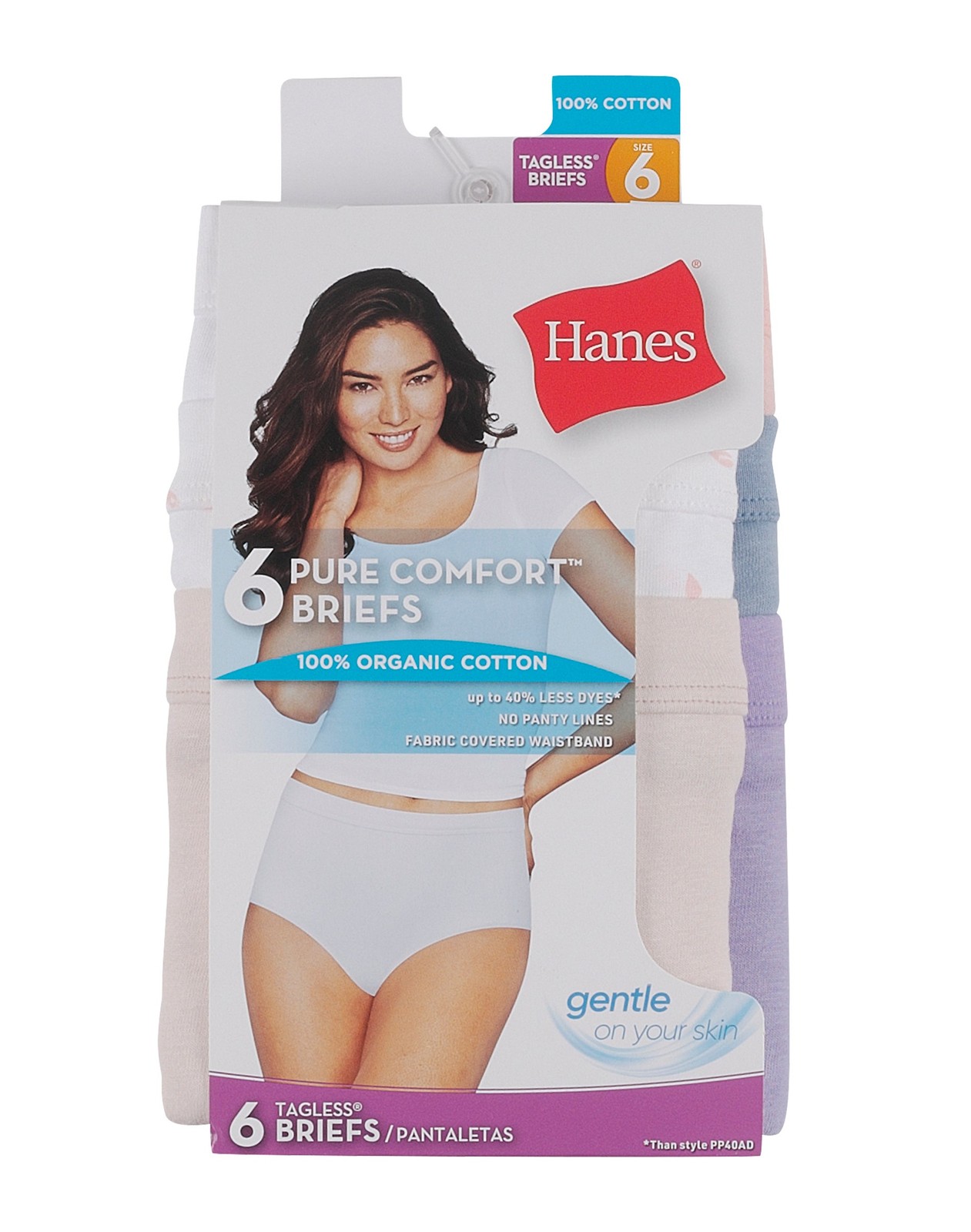 Hanes Womens Brief 6-Pack Pure ComfortSoft Waistband Assorted Colors Value 6-10