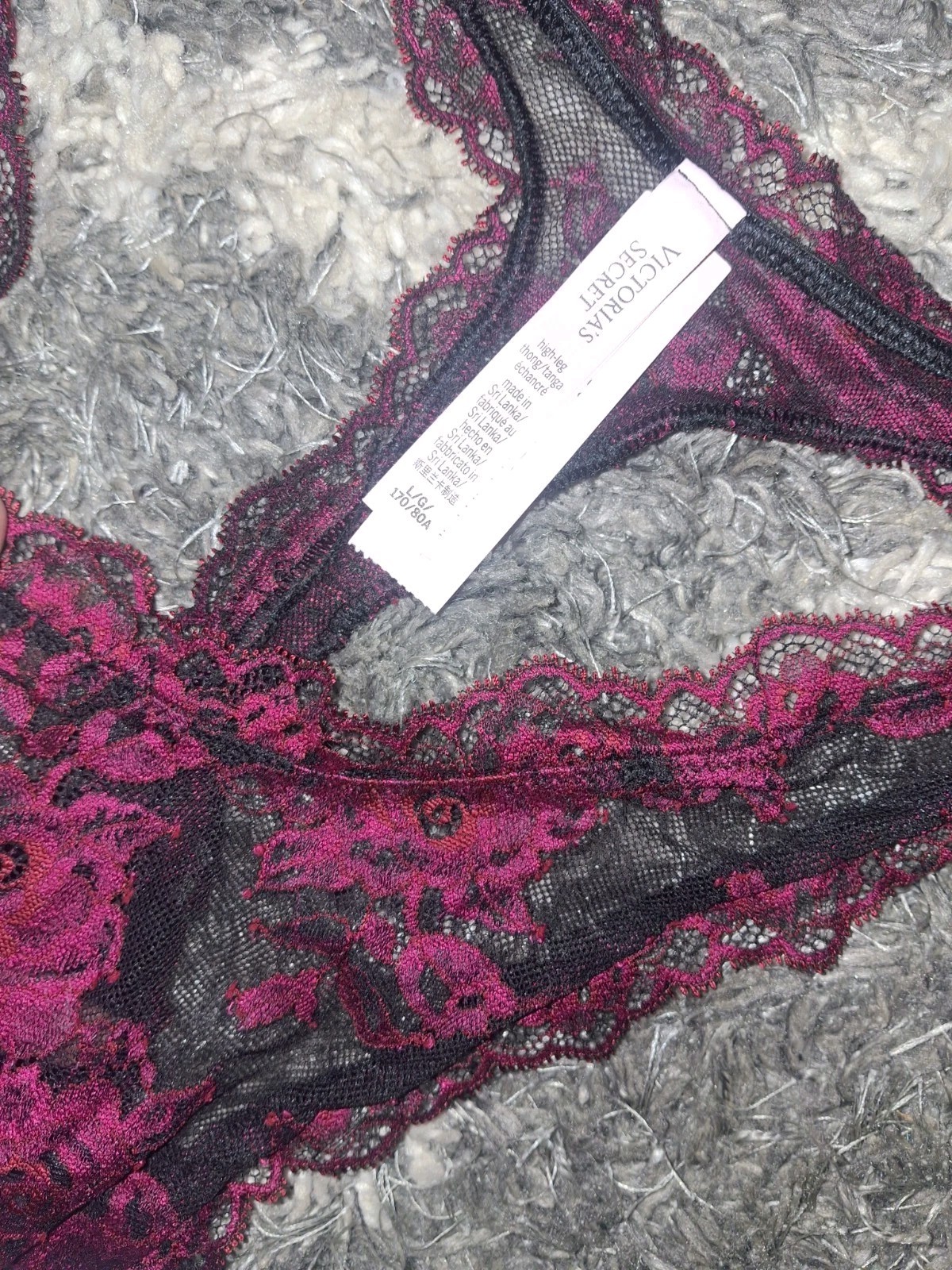 VS 2 tone Lace High Leg Thong NEW SIZE Large
