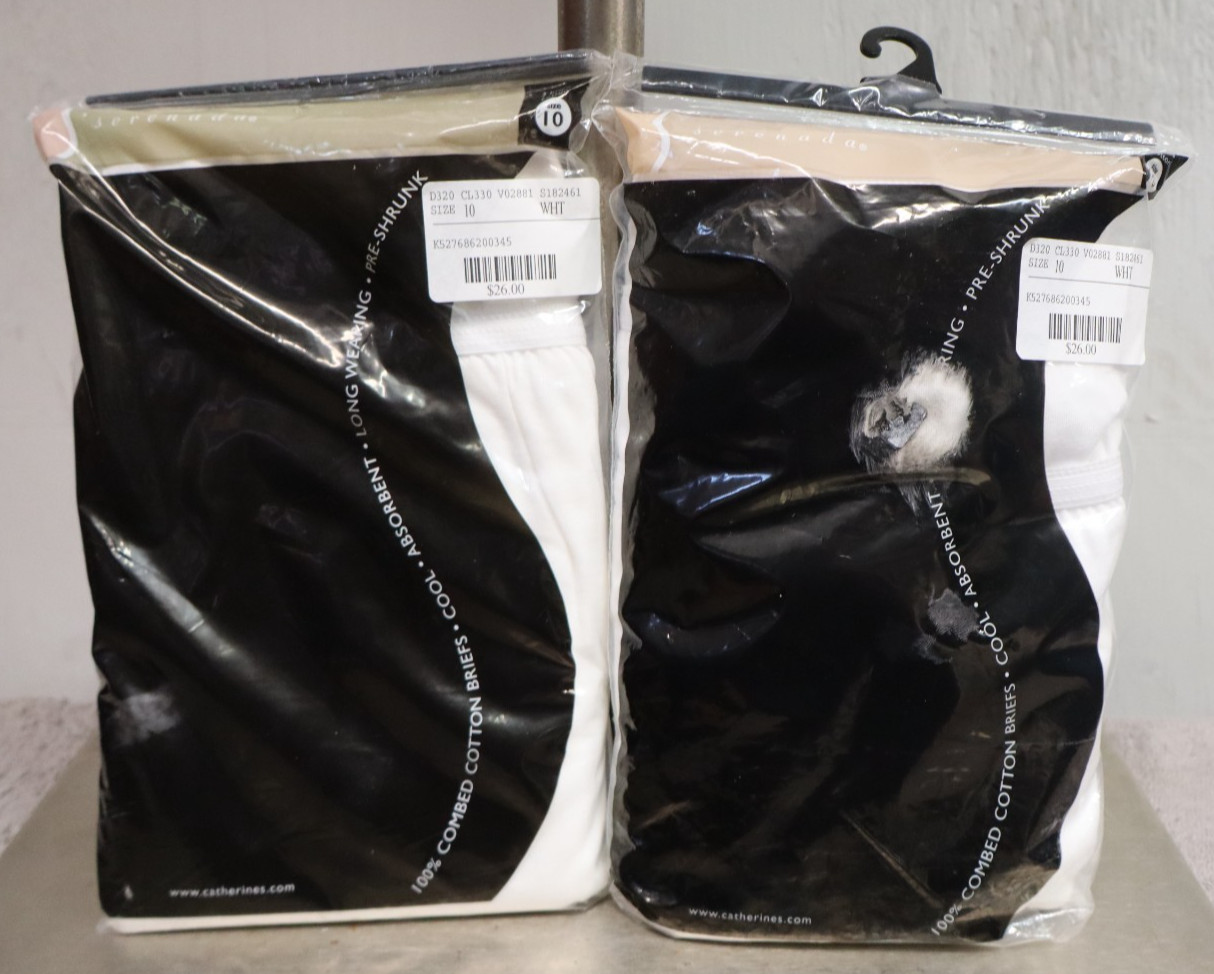 Lot 2 Serenada Womens Briefs Panties Underwear Catherines 3 Pack Size 10 White