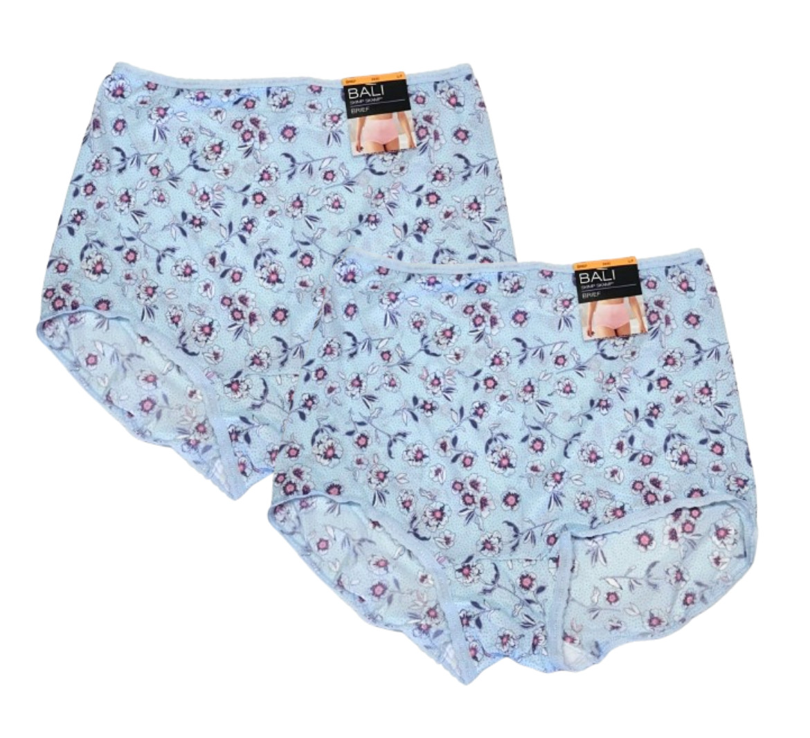 2 Bali Skimp Skamp Brief Panty L 7 Full Coverage Nylon Panties NWT 2633 LARGE