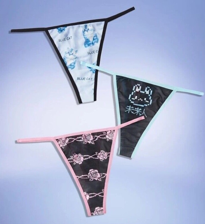 Womens Size 6-8-10-12-14-16 Gamer Gothic Anime Thong Knickers Underwear S M L XL