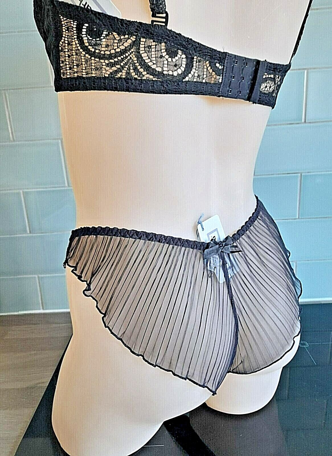 Barbara Black “Follies” High Leg Pleated Fan Backed Briefs