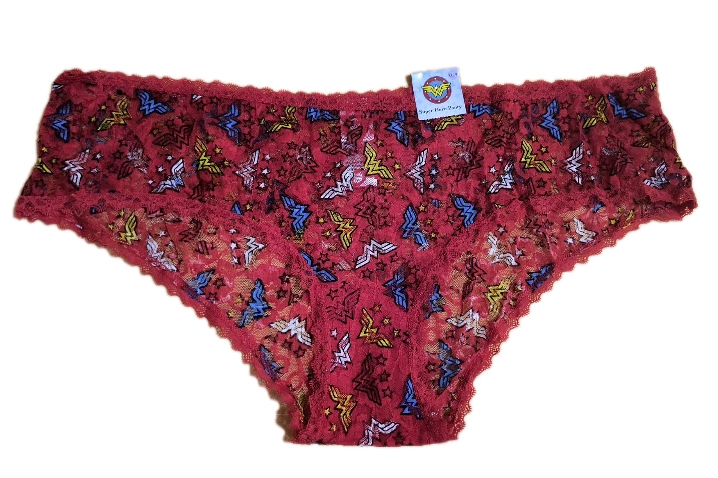 DC COMICS WONDER WOMAN SUPERHERO RED SHEER SEAMLESS PANTY XXL (9) FREE SHIPPING!