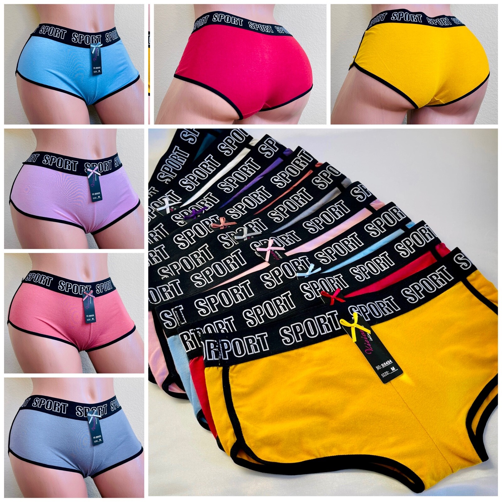 Boyshort Sports Sexy Love Panties 6 or 12 Undies 95% Cotton Underwear Panty S-XL
