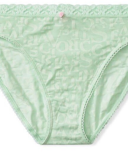 M L XL XXL Green Burnout Lace LOGO Victorias Secret High Leg Waist Brief Panty