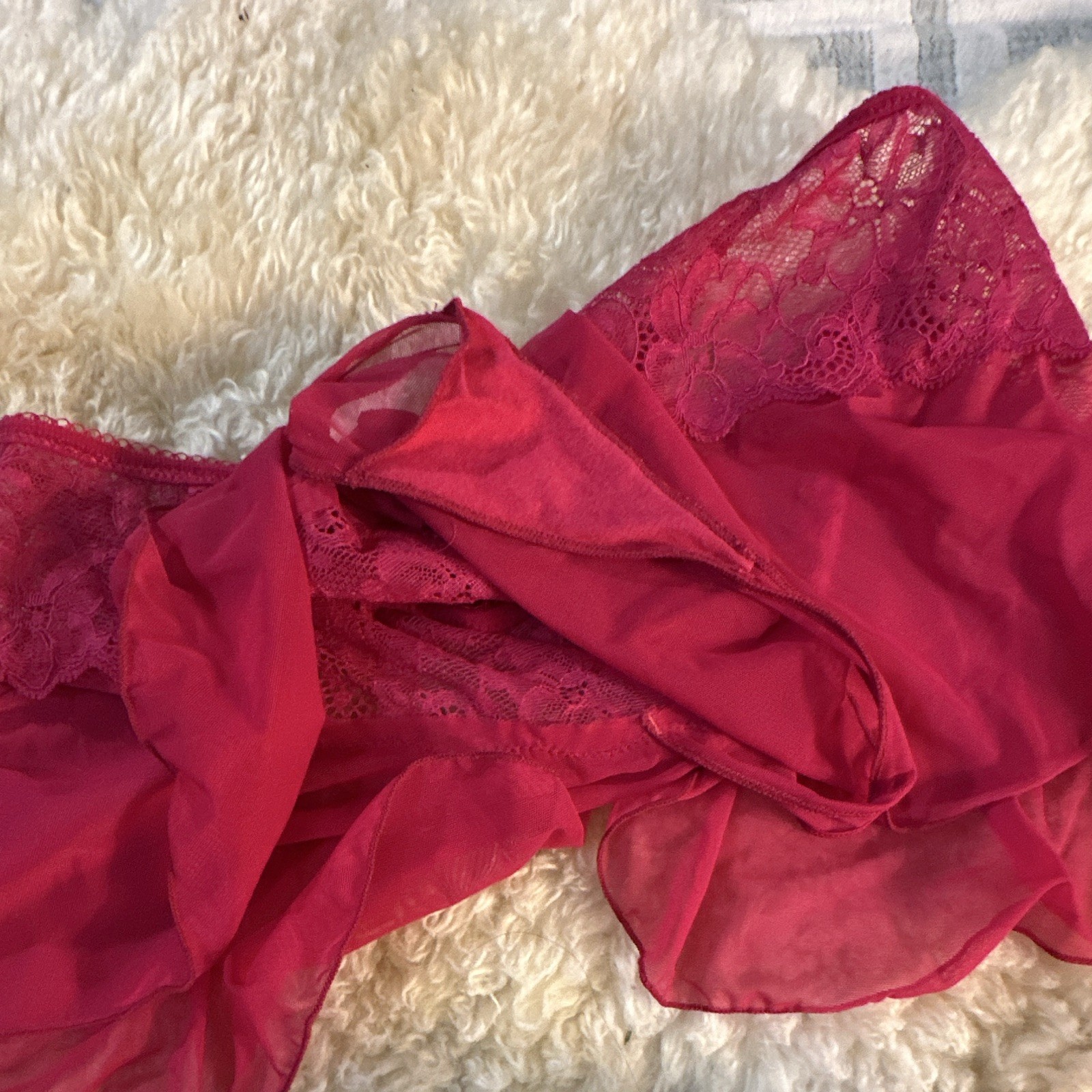 b.tempt’d Pink Floral Lace Mesh Boyshort Panties Sheer Stretch L