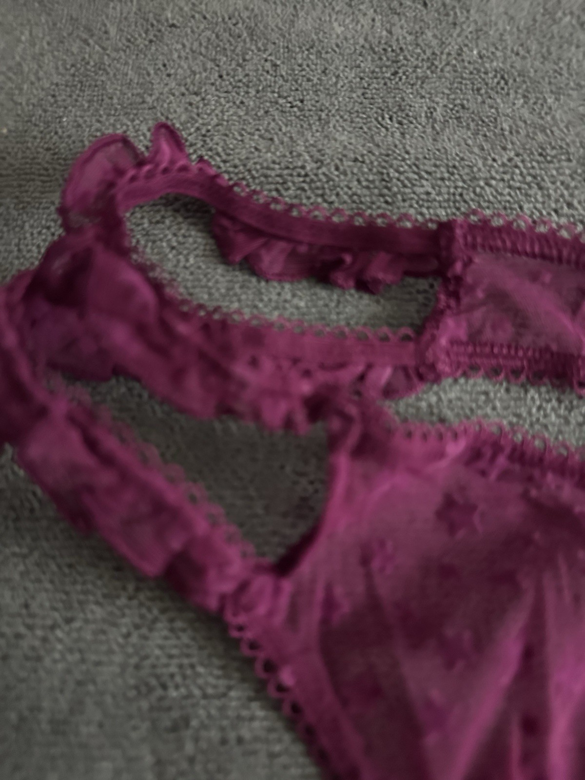 Vs/Pink Double Hip Strap Ruffled Thong Plum