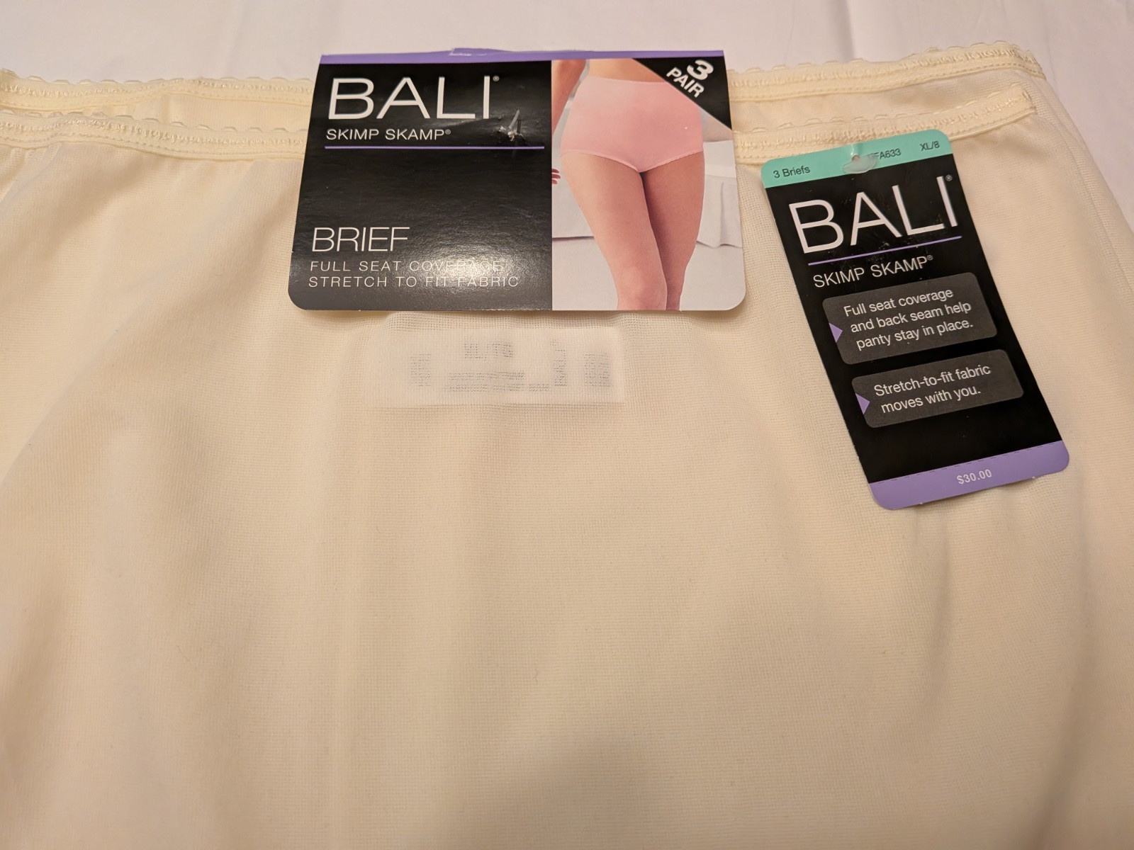 2 NWT Bali Women’s Skimp Skamp Stretch Fit Full Seat Briefs Pastel Yellow XL/ 8