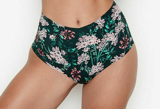 XL Teal BOHO Floral NO SHOW Edge Victorias Secret High Waist Midi Brief Pantie