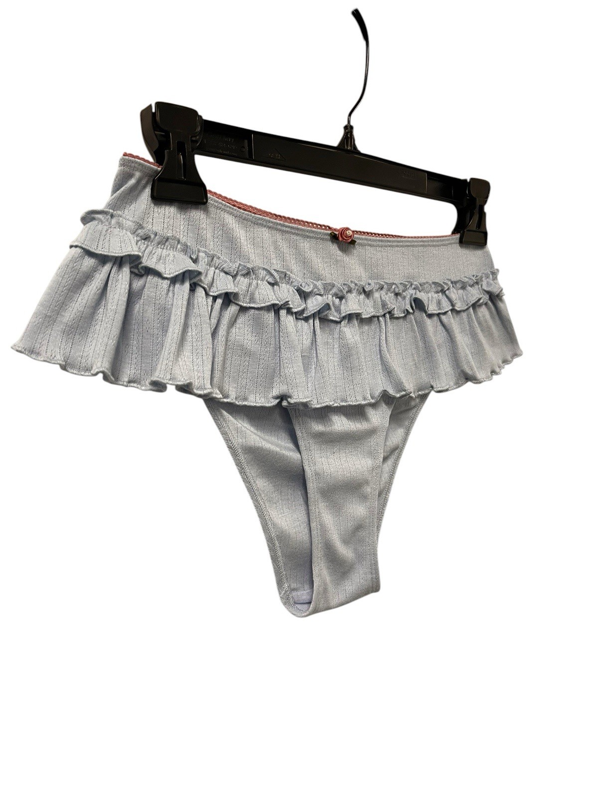 NWT Anthropologie Lyrebird Pointelle Ruffle Bikini Briefs Women’s S Blue Rosette