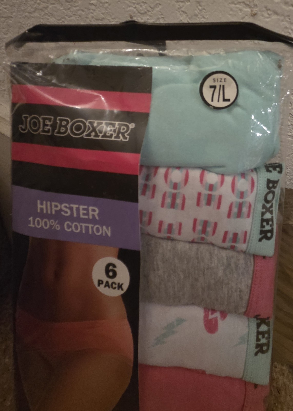 Womens Underwear 2 pkgs Joe Boxer Hipster Panties 6 pairs per pack Size 7 NOS