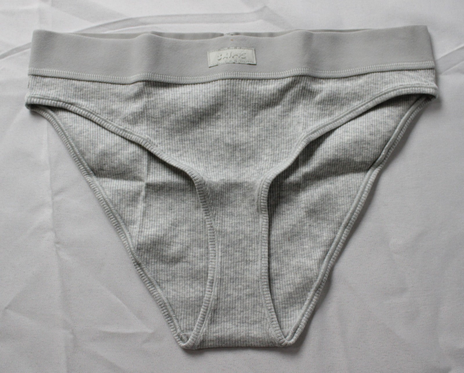 Skims Women’s Cotton Rib Mid-Rise Brief panty ZG3 Light Heather Grey Small NWT