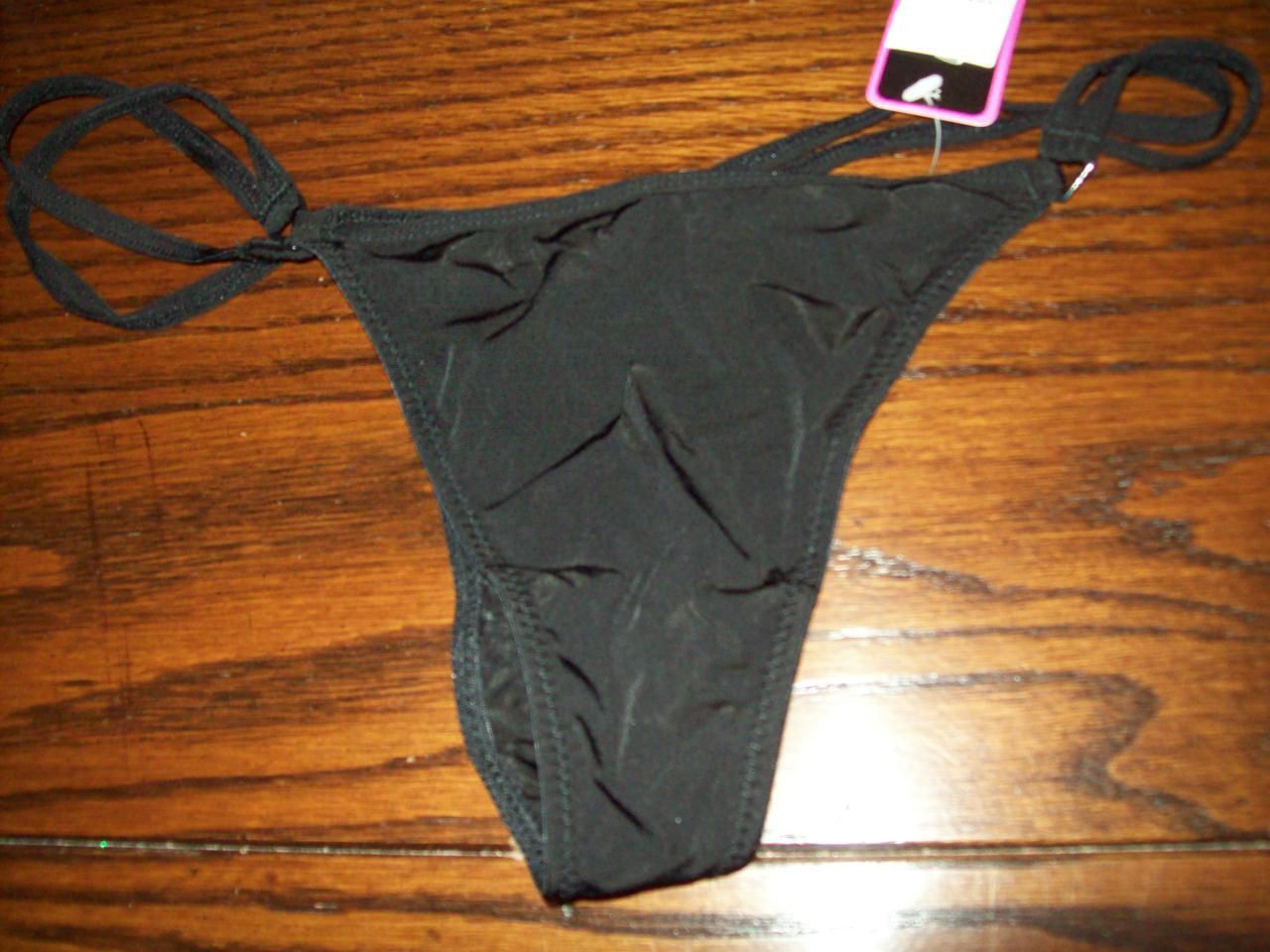 NWT BETTY JADE DOUBLE G string SIDE THONG PANTIES NYLON DP124121 BLACK S M L