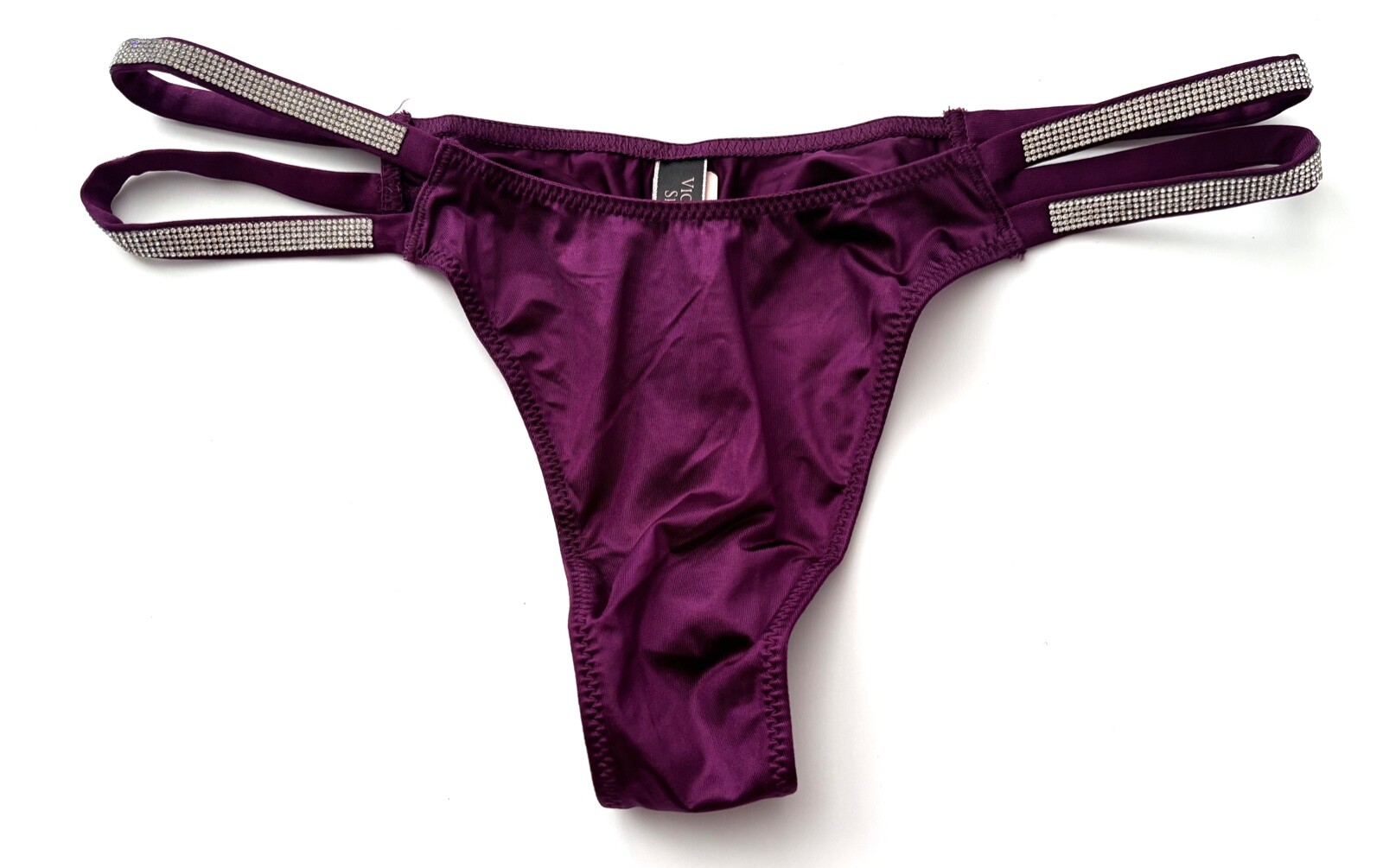 Victoria’s Secret Thong Panty Very Sexy Purple Double Shine Strap S M L XL