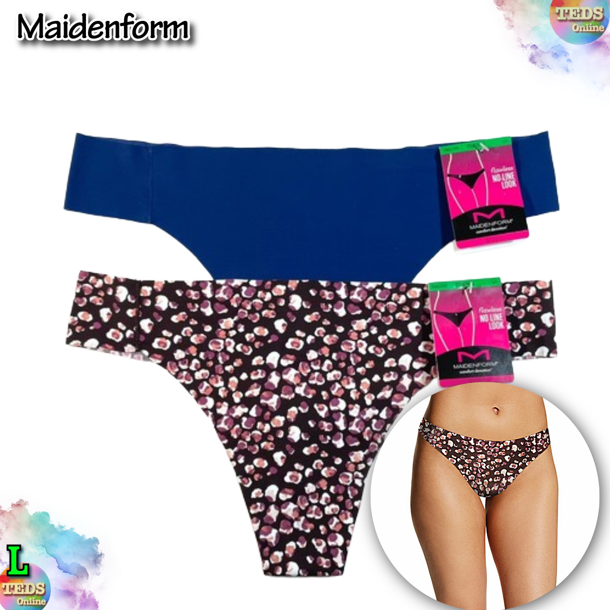 NWT 2-Pack Maidenform Women’s L Comfort Devotion® Flawless No Show Thong DMLCTG