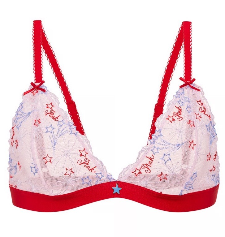 Victoria’s Secret PINK Fireworks Star Embroidered Bralette XS Panty Small Set