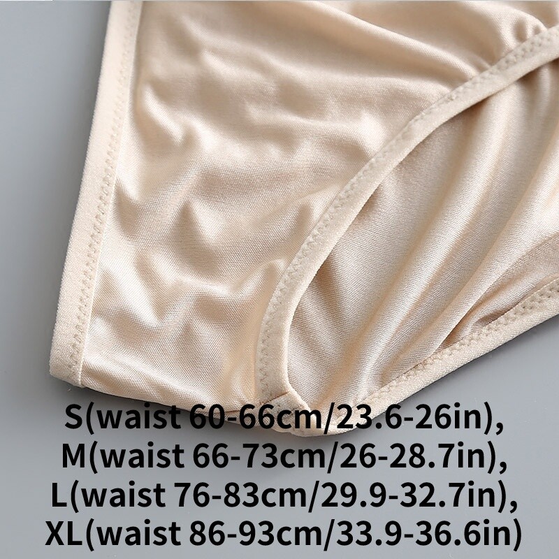 2 Pairs Women Silk Panties Briefs Lingerie Knickers Underwear Solid Comfy Soft