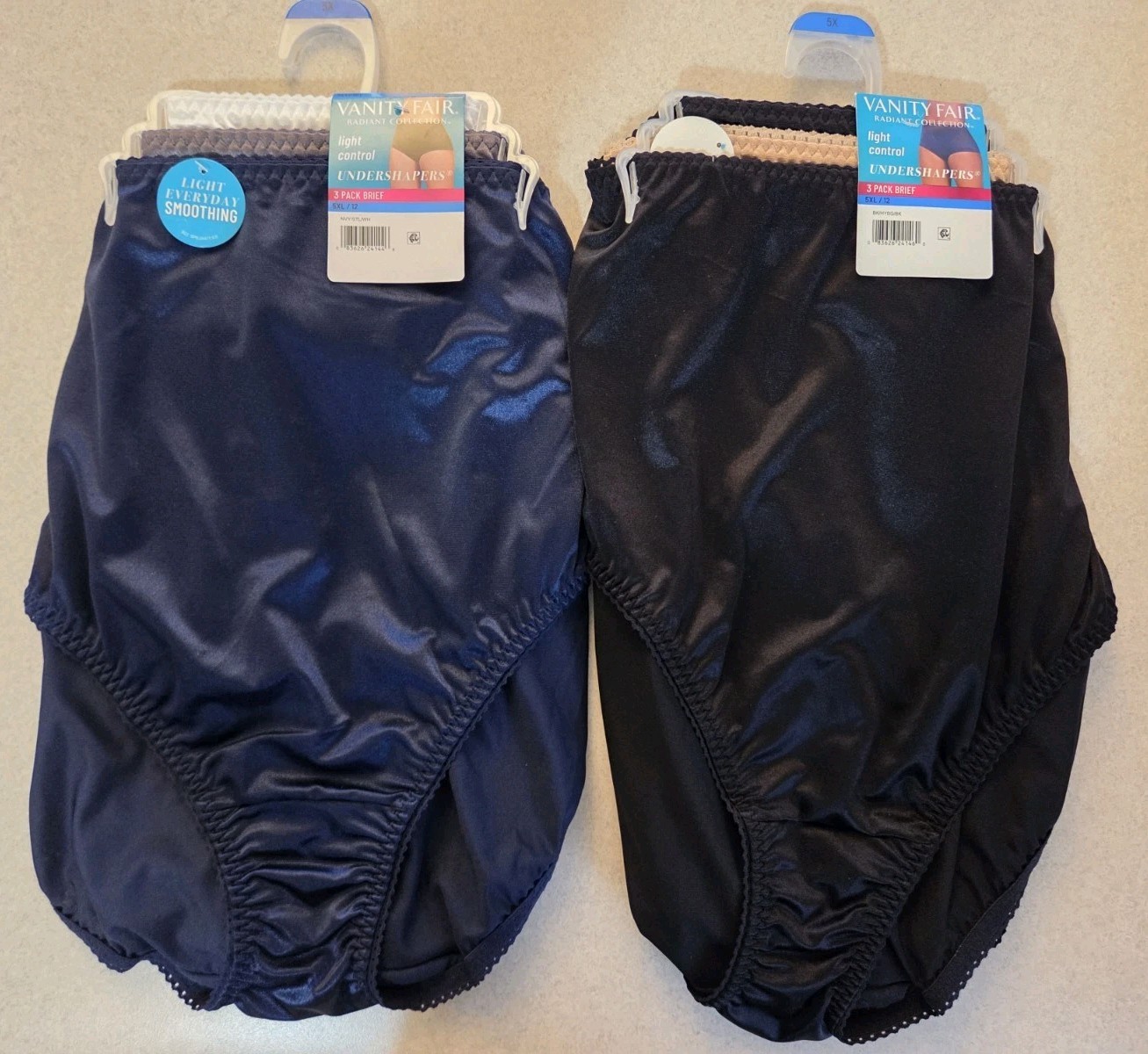 6 PACK Vanity Fair 5XL 12 Radiant BRIEFS Light Control Shaper Panties #321-