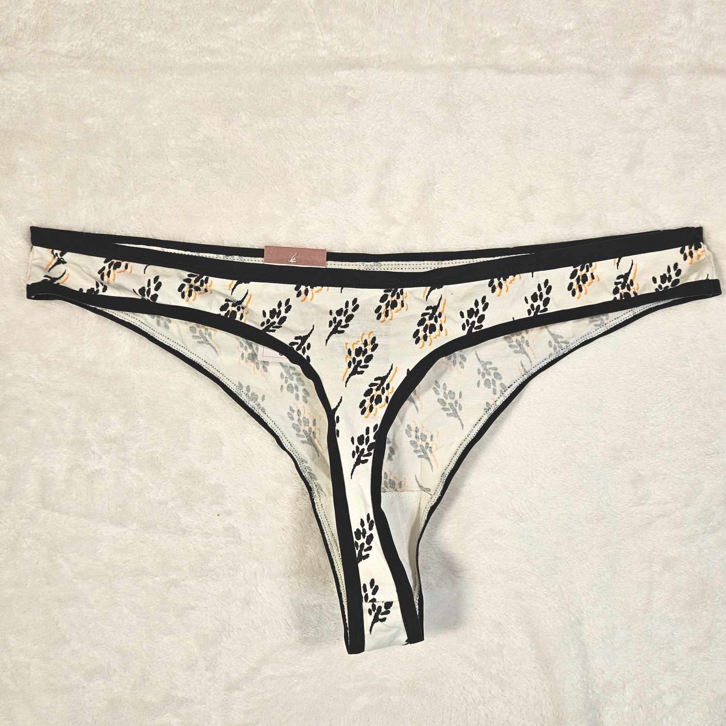 Auden 7pk Floral Print Cotton Thong Underwear Womens Large Stretch White/Black