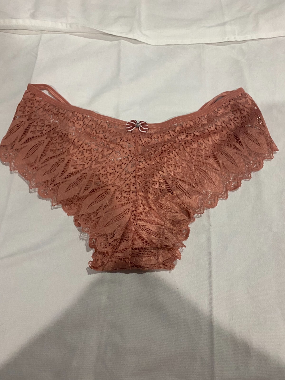 Women Floral Lace Bikini Panty Criss Cross Back Sz L Rose