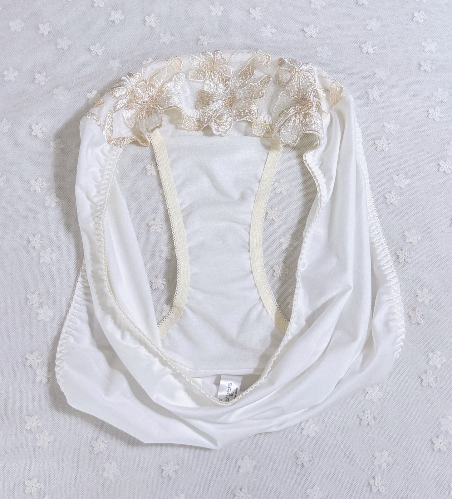 US-XL/JP-5L Japanese Floral Embroidery Nylon Panties Extra Long Crotch Lining