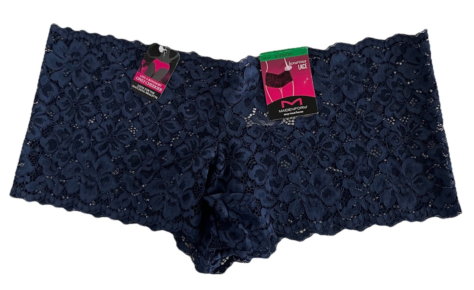 Women’s Maidenform Navy All-Over Lace Cheeky Boyshort Panty DMCLBS Size L/7