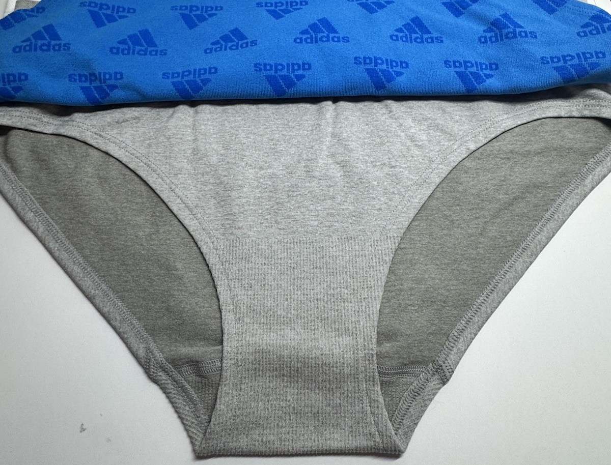 ADIDAS Women’s Size XL Hipster 3-Pack Panties Underwear LOGO Blue Gray White