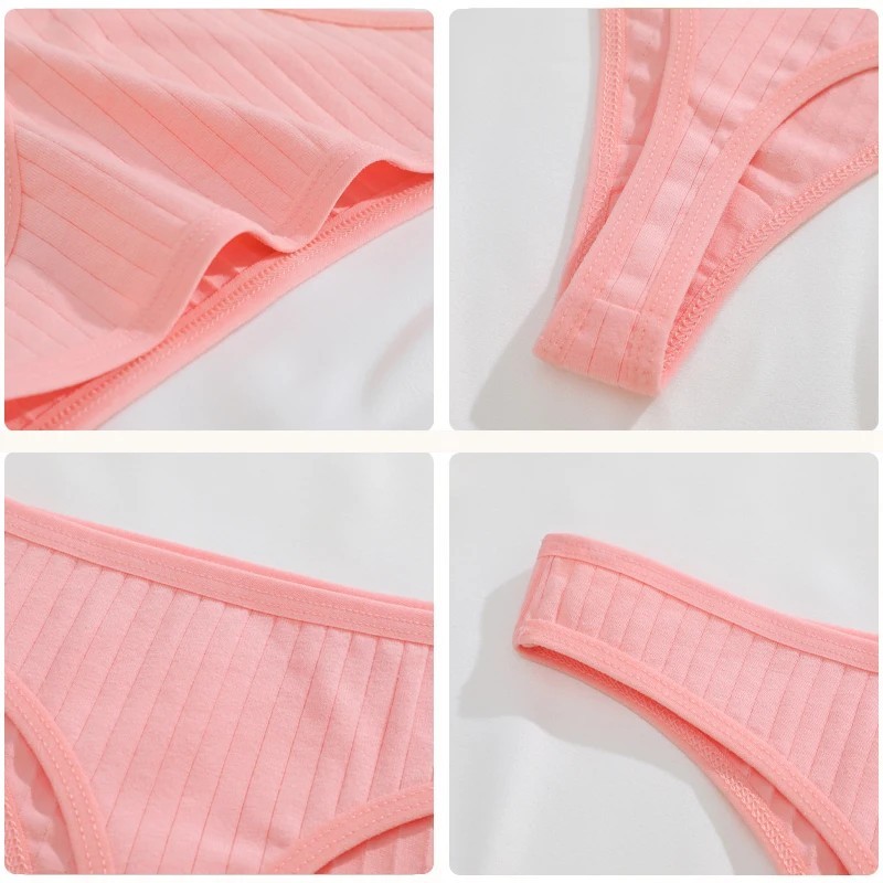 8 PCS Sexy Women Seamless Thong Panties Cotton Low Rise Soft Ribbed G-String Set