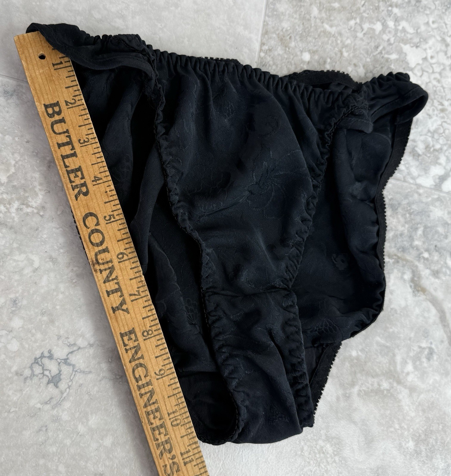 Vtg Victorias Secret Ruffle Flutter Hi Cut Black Bikini 90s Gold Label Medium